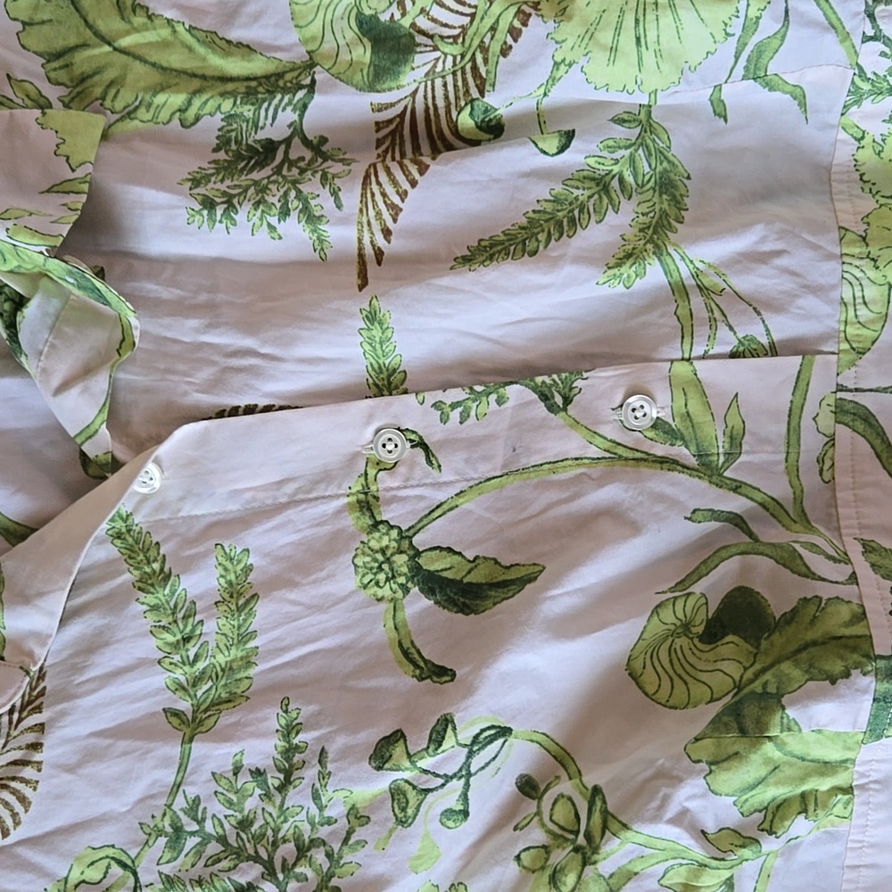 Talbots White Midi Dress with Green and Brown Leaf Print - Picture 7 of 8